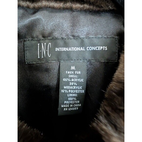 INC International Concepts Faux Fur Coat Medium Classic Elegant Formal Old Money - Picture 6 of 6